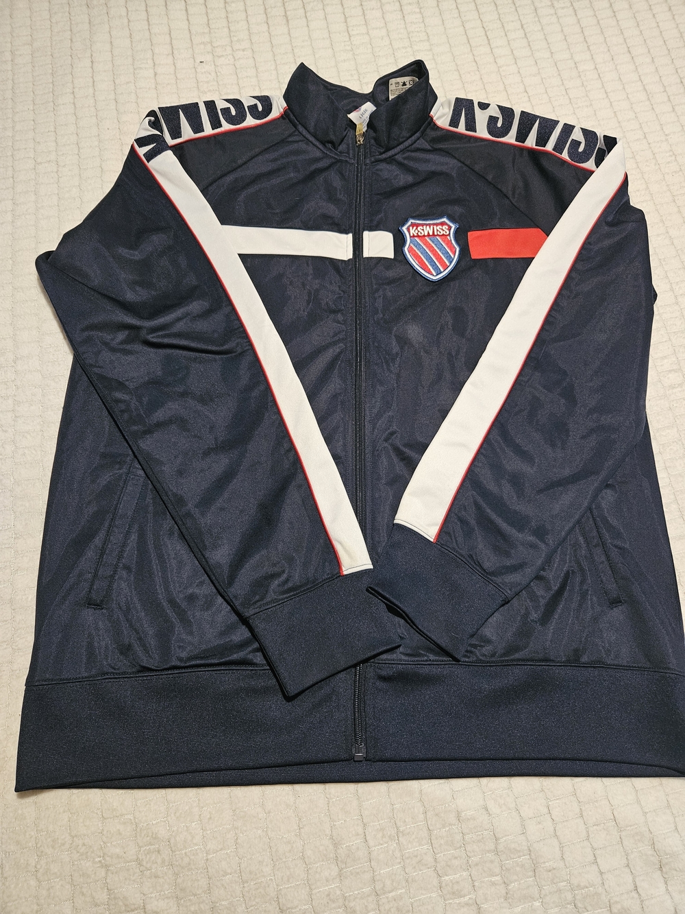 K-Swiss Navy Track Jacket with White & Red Accents